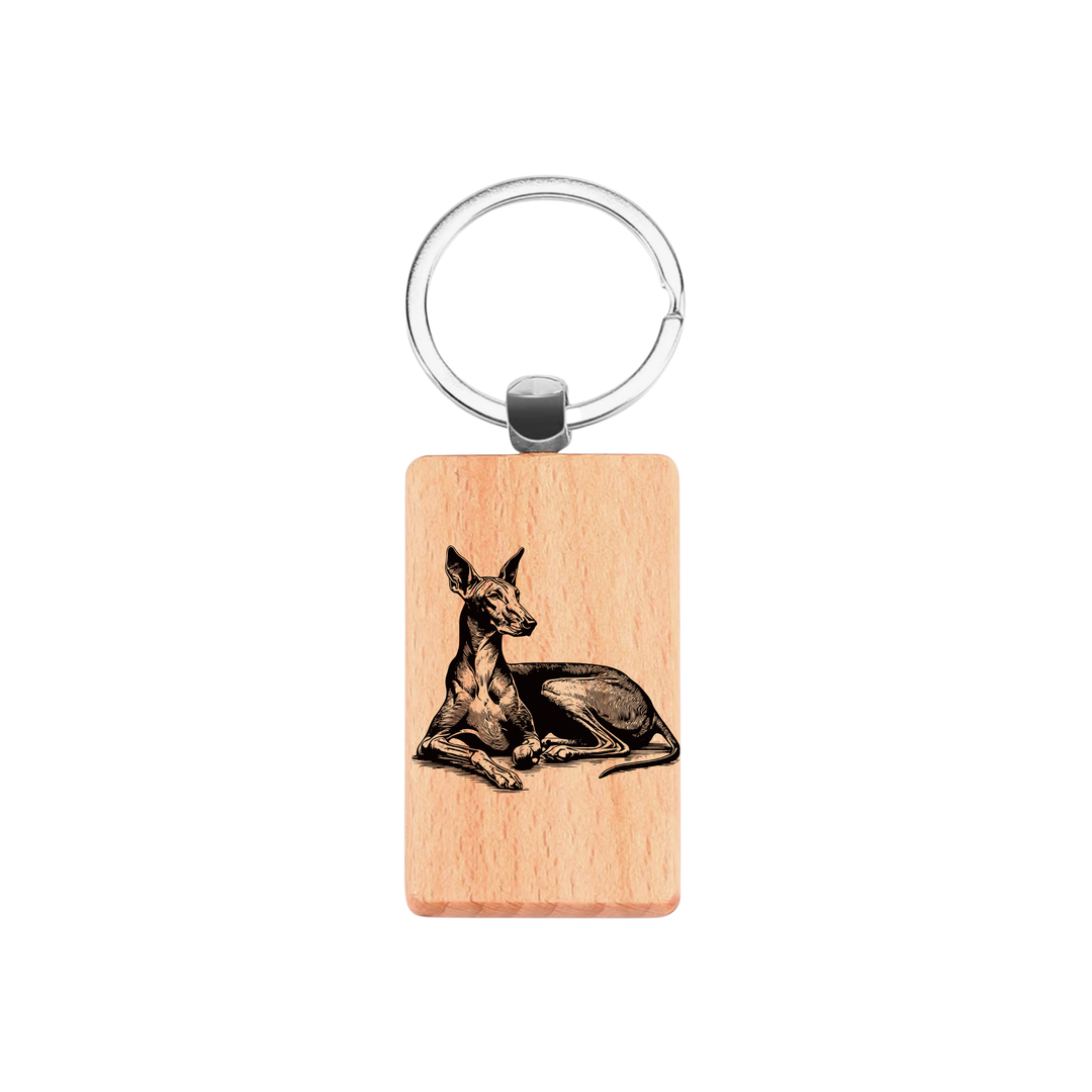 Pharaoh Hound LD Engraved Rectangle Wooden Keyring