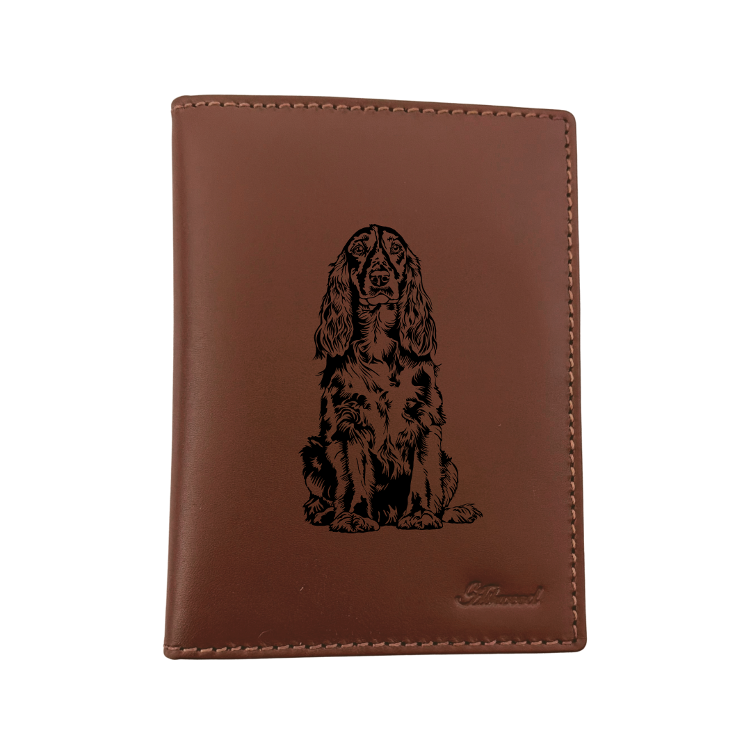 Field Spaniel Engraved Leather Passport Cover