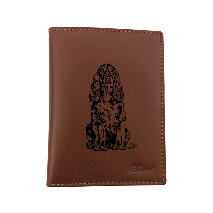 Field Spaniel Engraved Leather Passport Cover