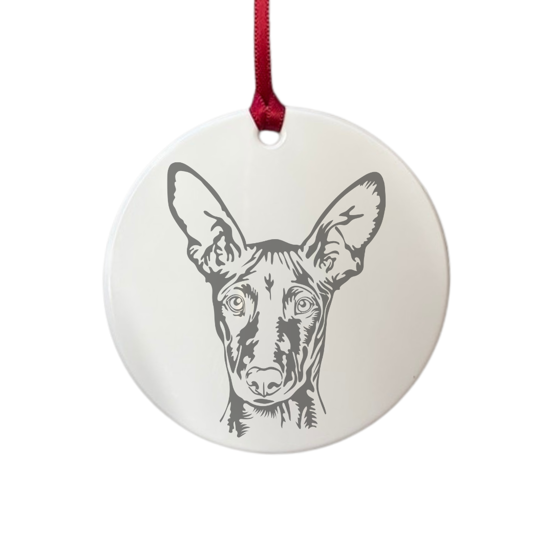 Personalised Pharaoh Hound Face Engraved White Acrylic Decoration