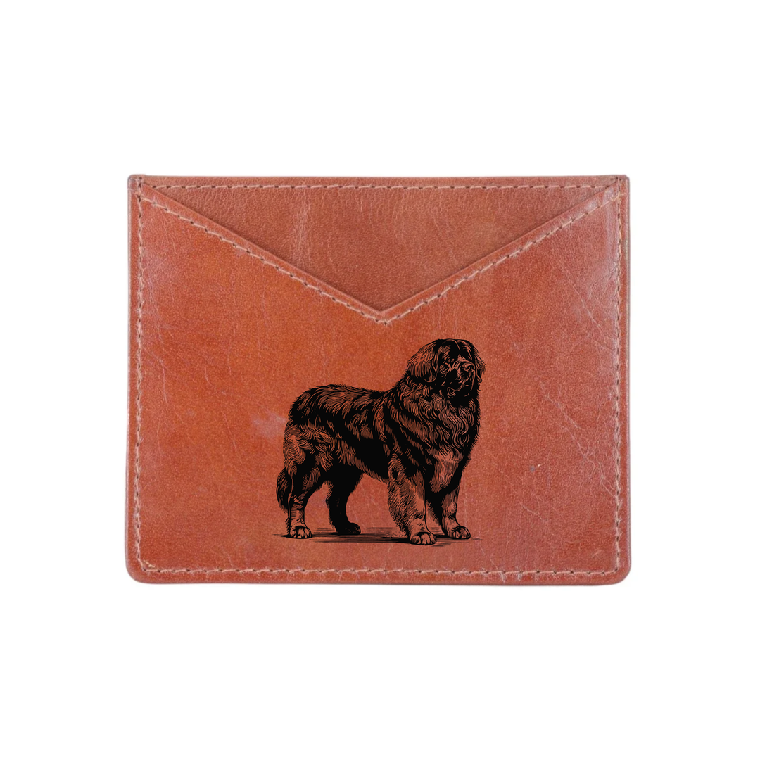 Leonberger Standing Engraved Genuine Leather Cardholder