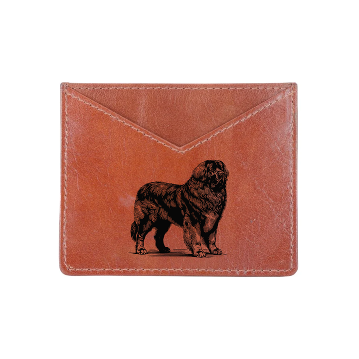 Leonberger Standing Engraved Genuine Leather Cardholder