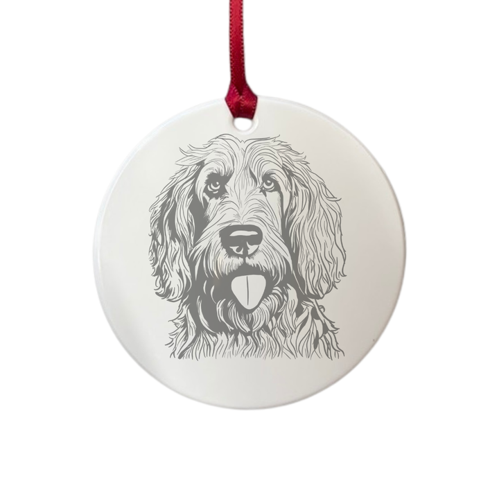 Personalised Otterhound Face Engraved White Acrylic Decoration