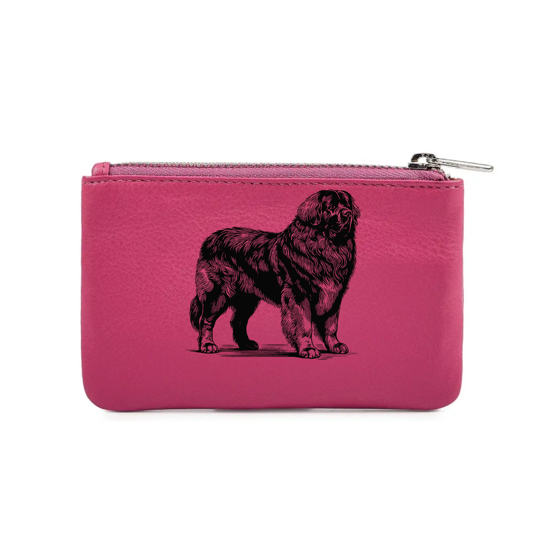 Leonberger Standing Engraved Genuine Leather Coin Purse (Multiple Colour Options)
