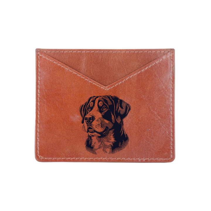 Great Swiss Mountain Dog Face Engraved Genuine Leather Cardholder