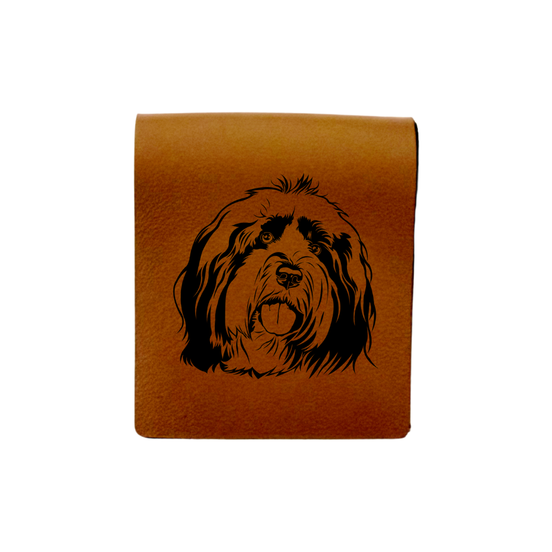 Tibetan Terrier Engraved Genuine Leather Magnetic Bookmark