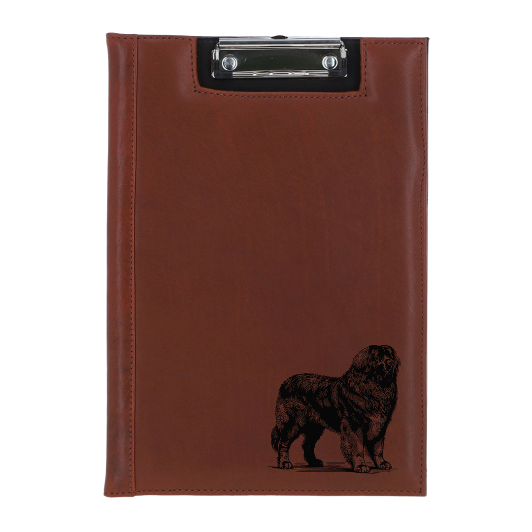 Leonberger Standing Engraved Leather Clipboard