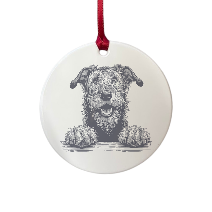 Personalised Irish Wolfhound Paws Engraved White Acrylic Decoration