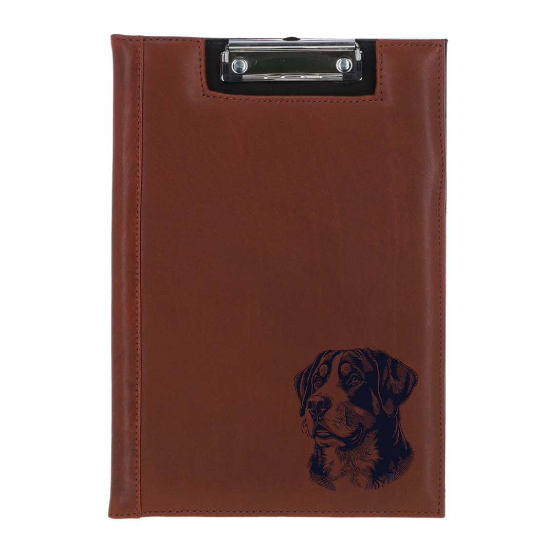 Great Swiss Mountain Dog Face Engraved Leather Clipboard