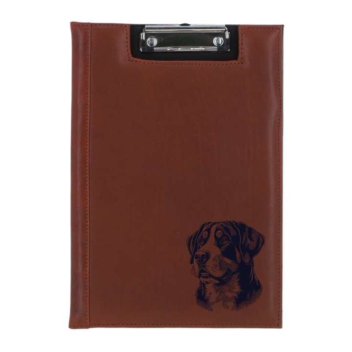 Great Swiss Mountain Dog Face Engraved Leather Clipboard