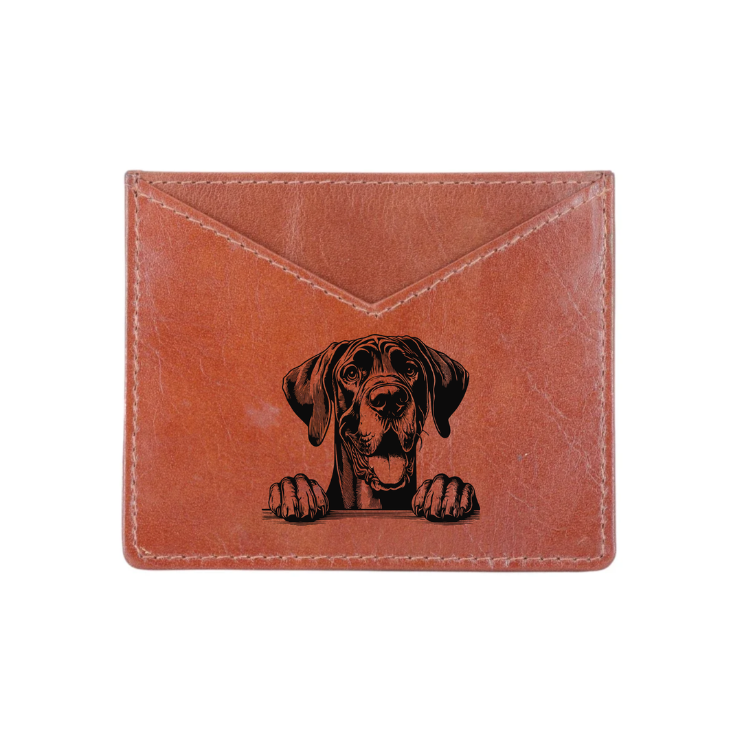 Great Dane Paws Engraved Genuine Leather Cardholder