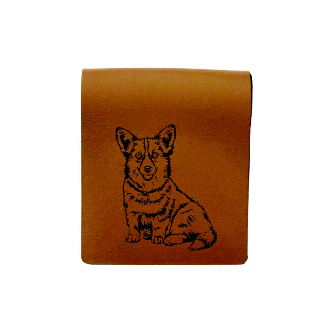 Corgi Engraved Genuine Leather Magnetic Bookmark