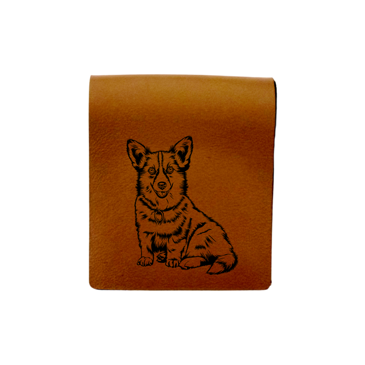 Corgi Engraved Genuine Leather Magnetic Bookmark