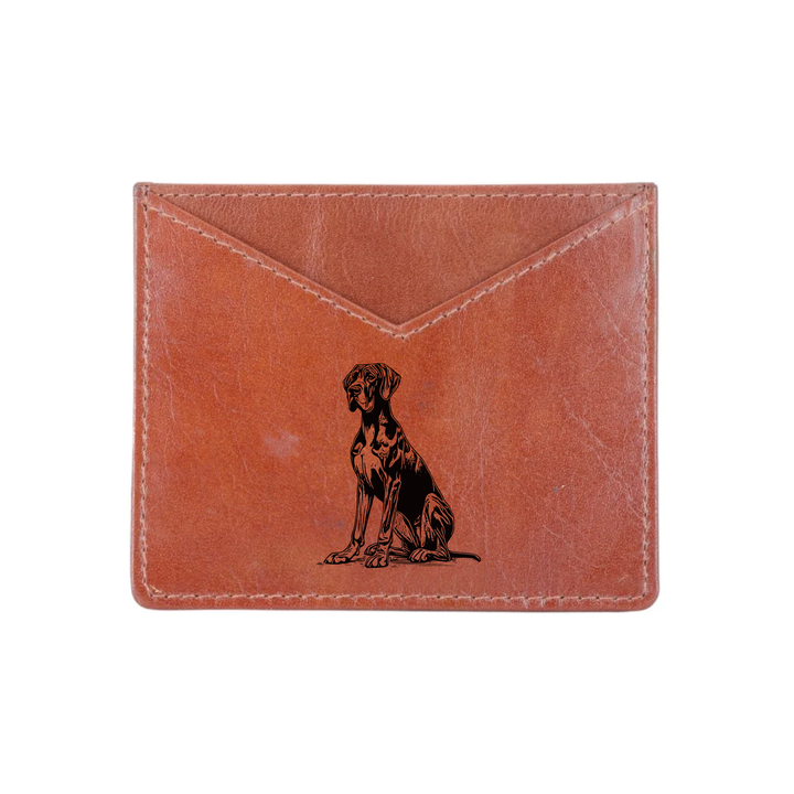 Great Dane Sitting Engraved Genuine Leather Cardholder