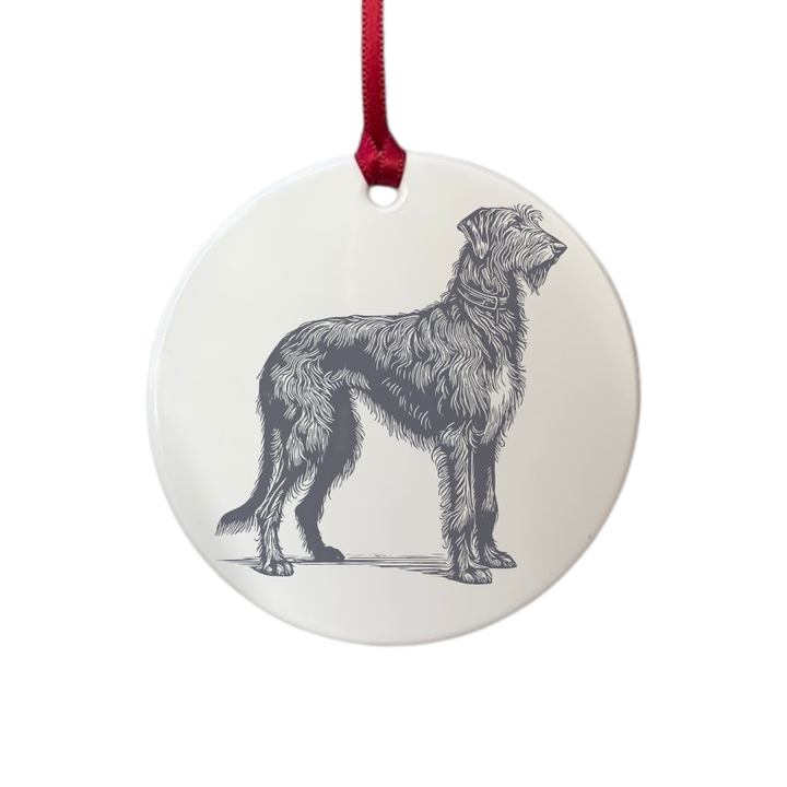 Personalised Irish Wolfhound Standing Engraved White Acrylic Decoration