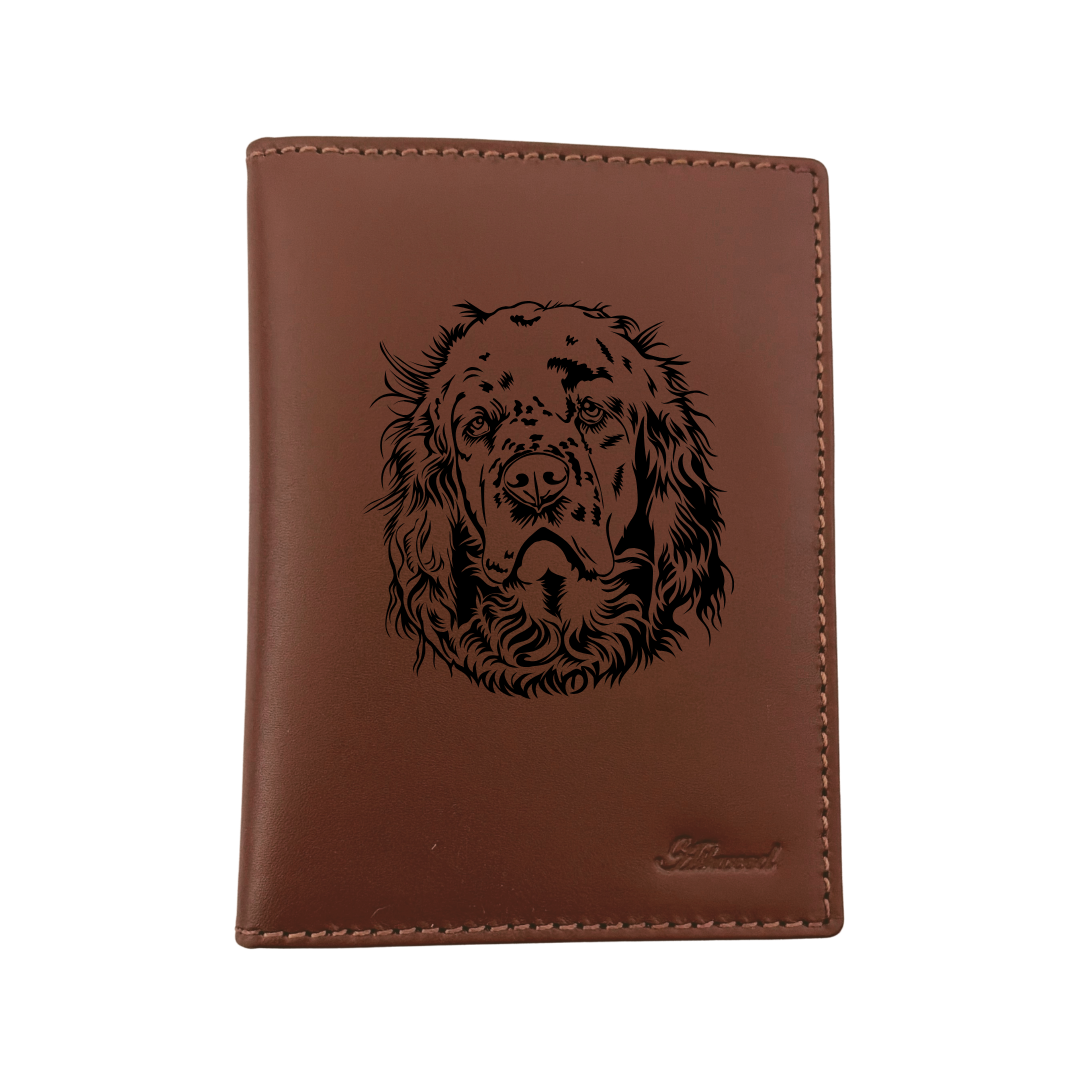 Clumber Spaniel Face Engraved Leather Passport Cover