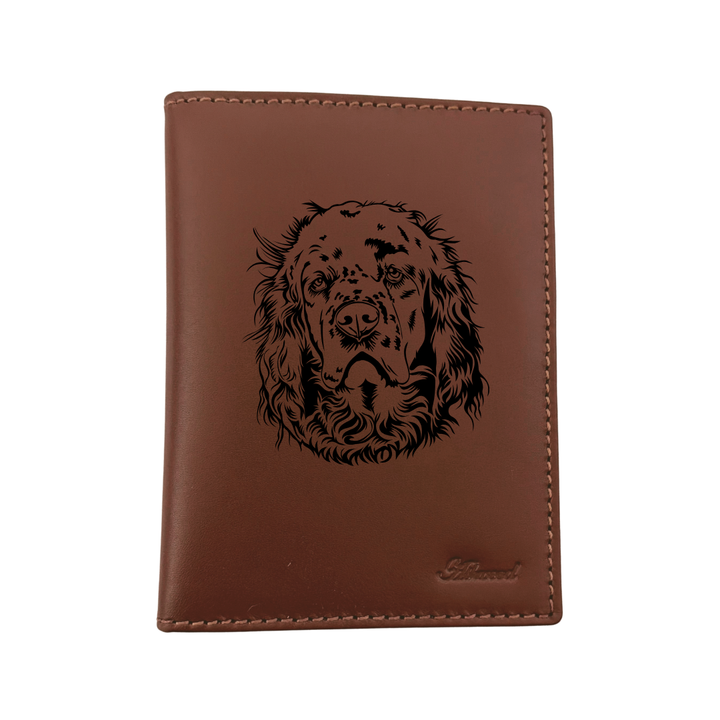 Clumber Spaniel Face Engraved Leather Passport Cover