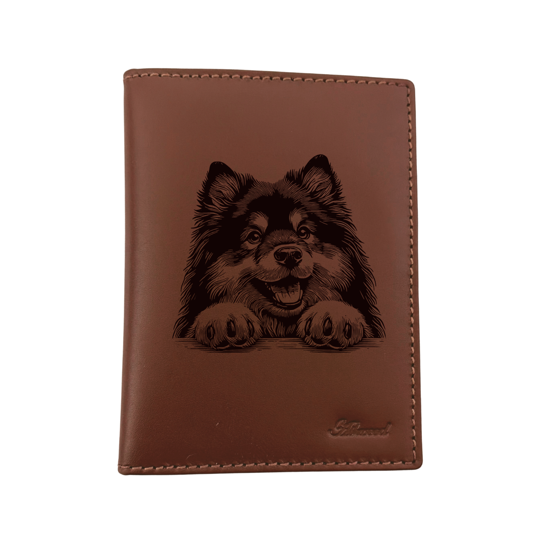 Finnish Lapphund Paws Engraved Leather Passport Cover