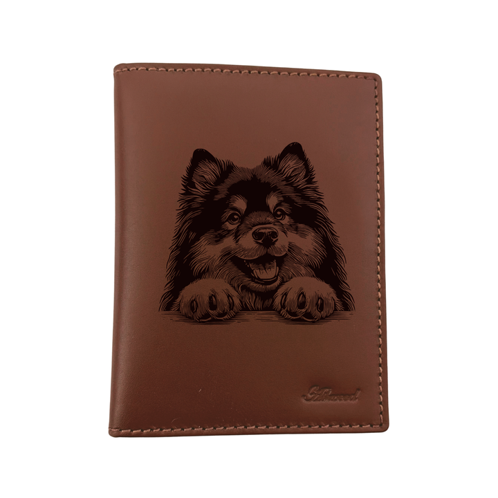 Finnish Lapphund Paws Engraved Leather Passport Cover
