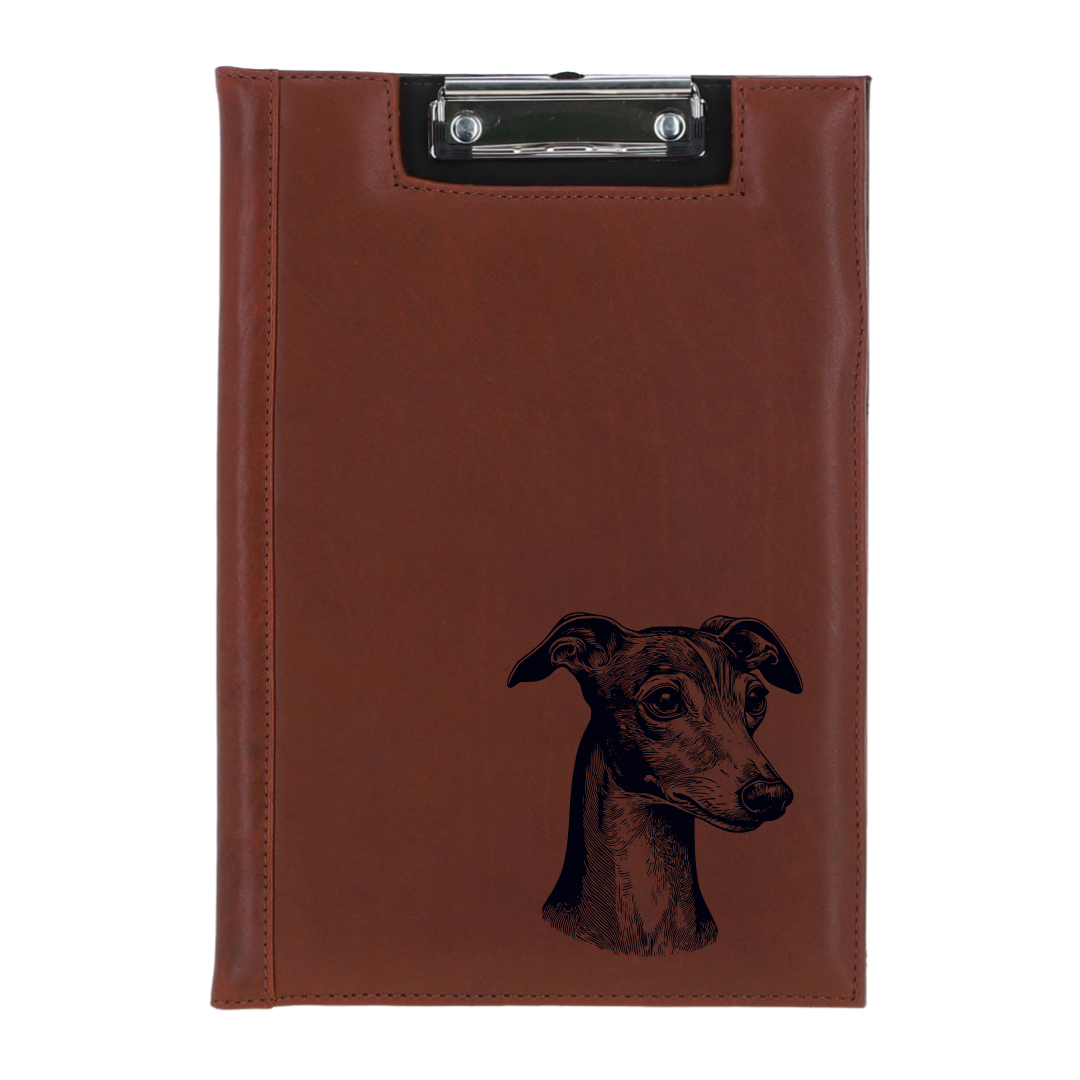 Italian Greyhound Face Engraved Leather Clipboard