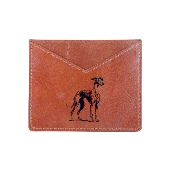 Italian Greyhound Standing Engraved Genuine Leather Cardholder
