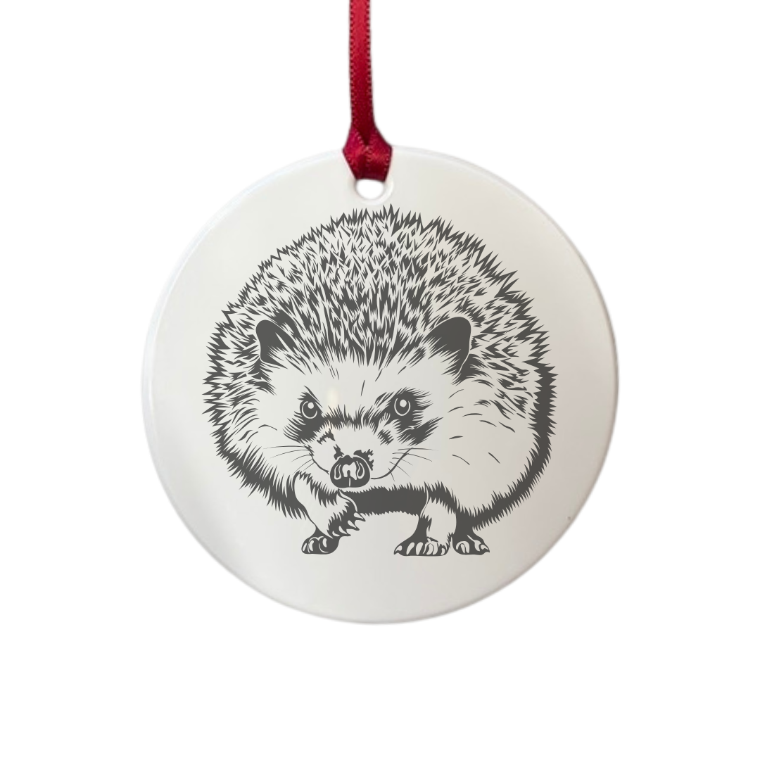 Personalised Hedgehog Standing Engraved White Acrylic Decoration