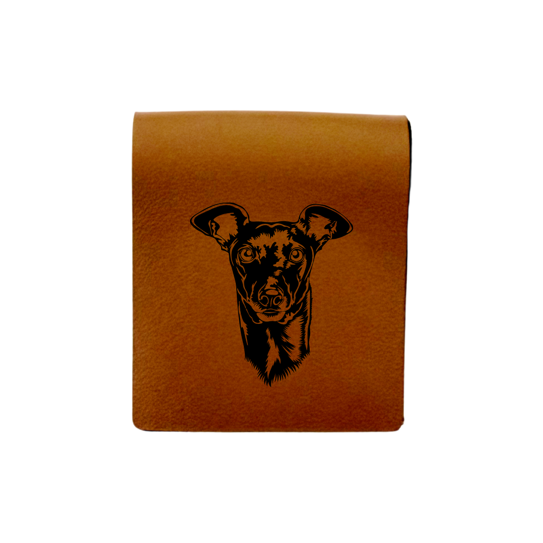 Italian Greyhound Face Engraved Genuine Leather Magnetic Bookmark