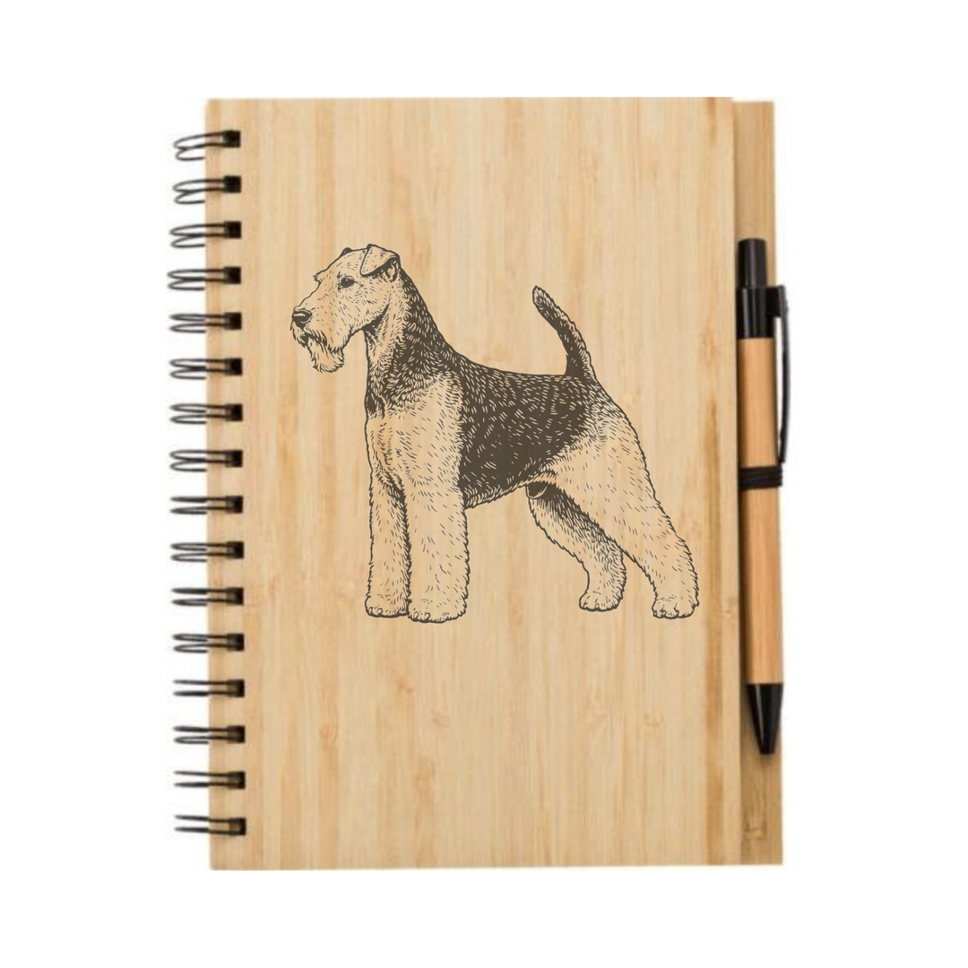 Welsh Terrier Standing Illustration Engraved Notebook