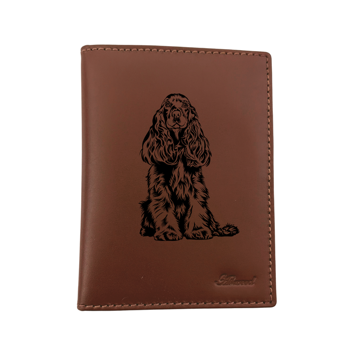 Cocker Spaniel Engraved Leather Passport Cover