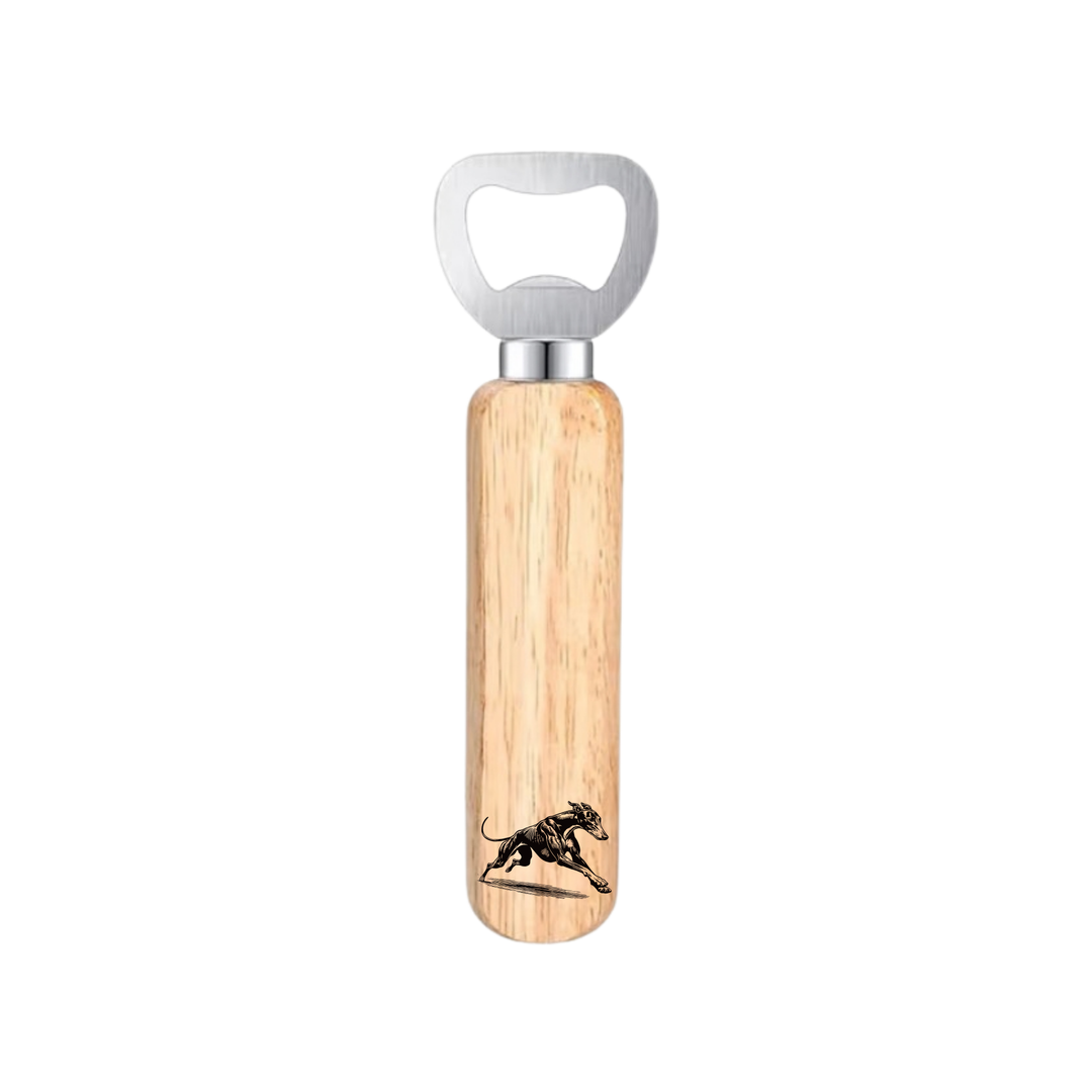 Greyhound Running Engraved Wooden Bottle Opener