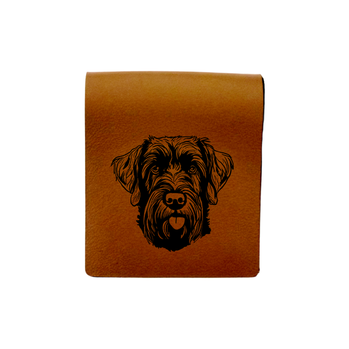 Russian Black Terrier Face Engraved Genuine Leather Magnetic Bookmark