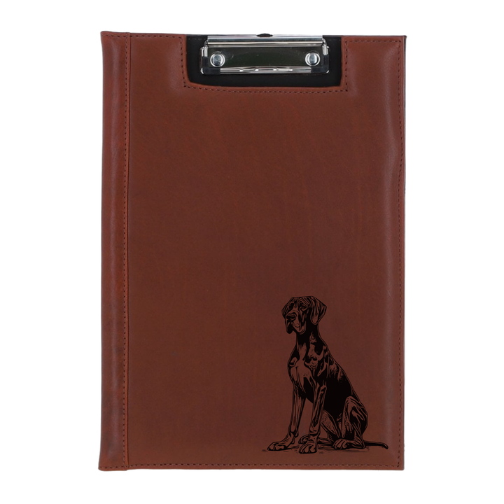Great Dane Sitting Engraved Leather Clipboard