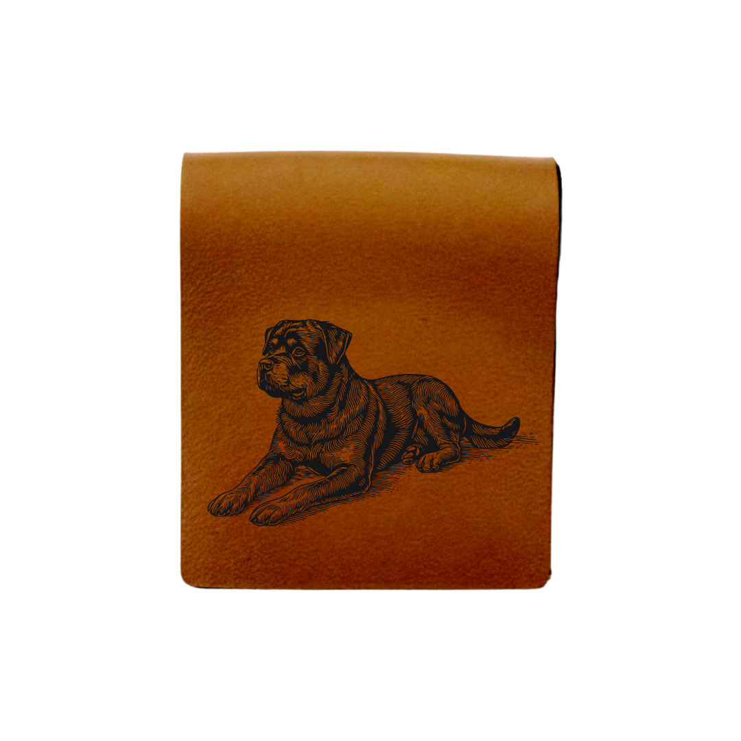 Rottweiler LD Engraved Genuine Leather Magnetic Bookmark
