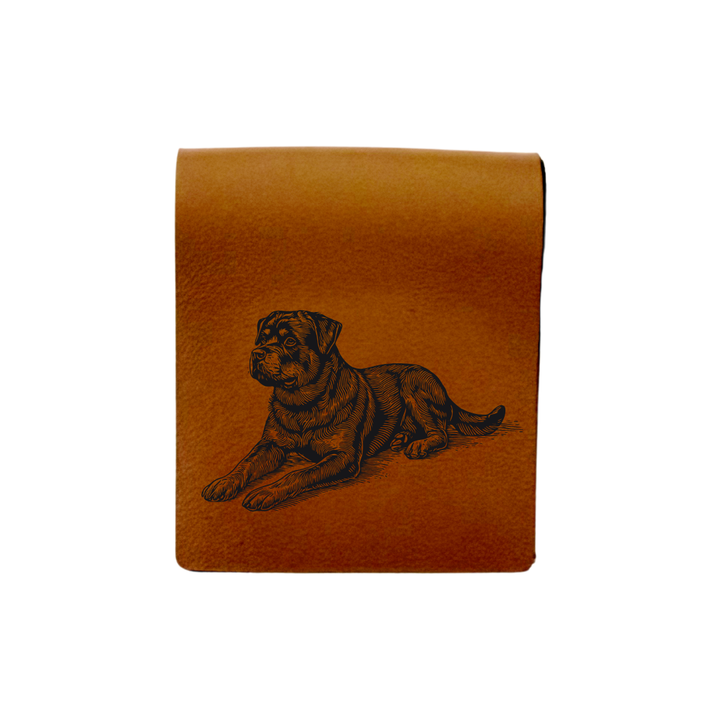 Rottweiler LD Engraved Genuine Leather Magnetic Bookmark