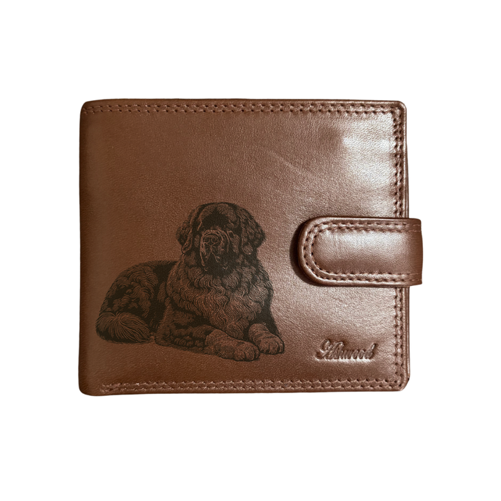 Personalised Newfoundland LD Engraved Dark Tan Genuine Leather Wallet