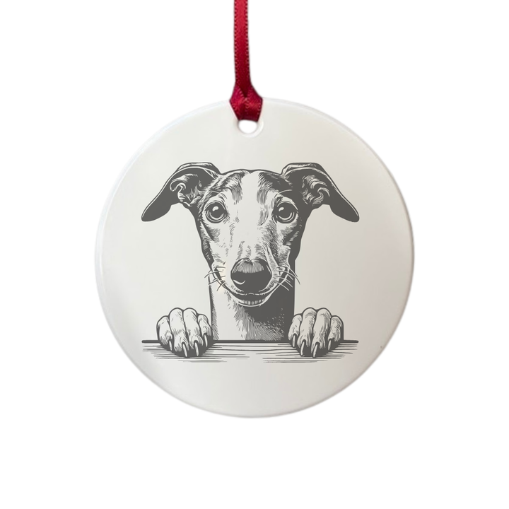 Personalised Whippet Paws Engraved White Acrylic Decoration