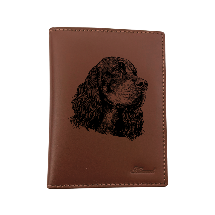 Gordon Setter Face Engraved Leather Passport Cover