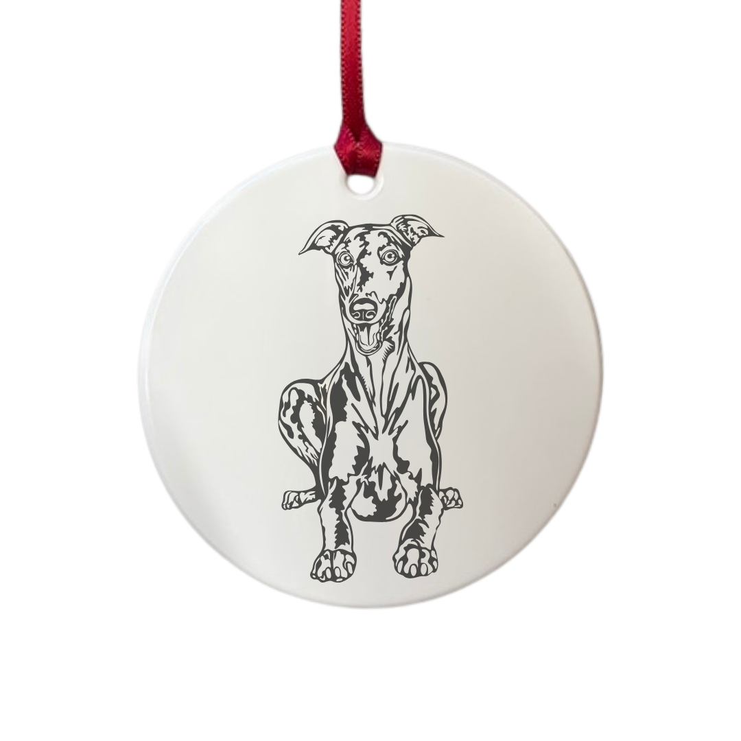 Personalised Greyhound Engraved White Acrylic Decoration