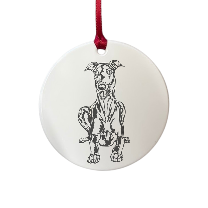 Personalised Greyhound Engraved White Acrylic Decoration