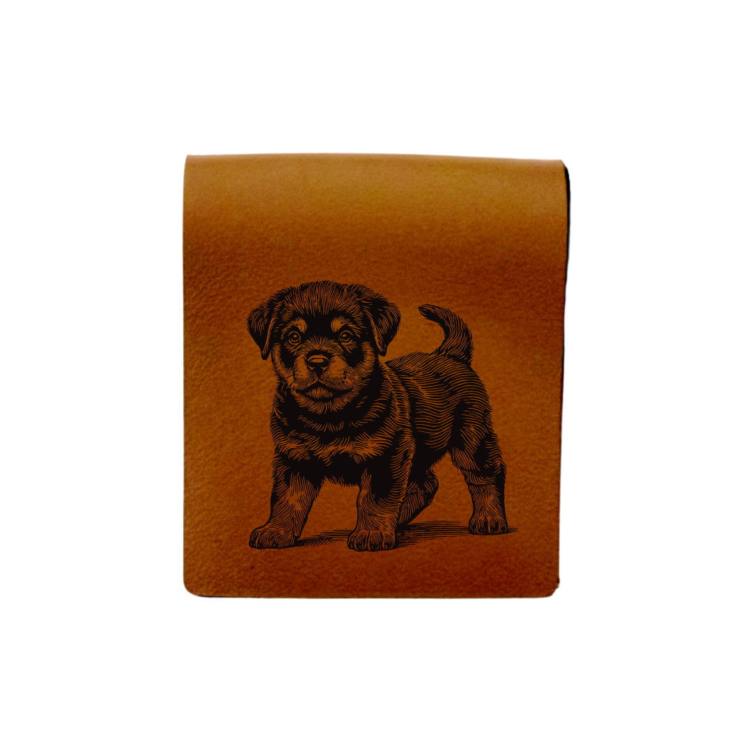 Rottweiler Puppy Engraved Genuine Leather Magnetic Bookmark