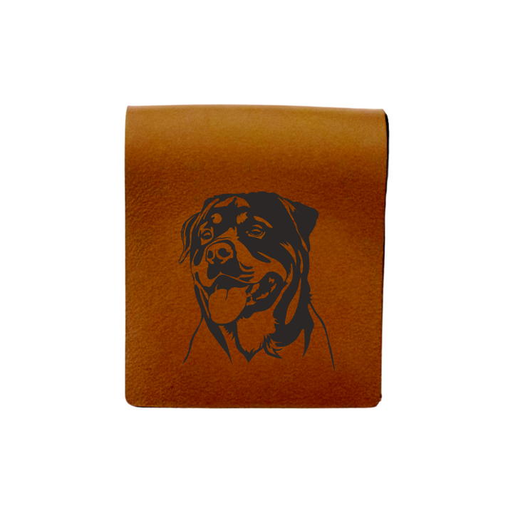 Rottweiler Face Engraved Genuine Leather Magnetic Bookmark