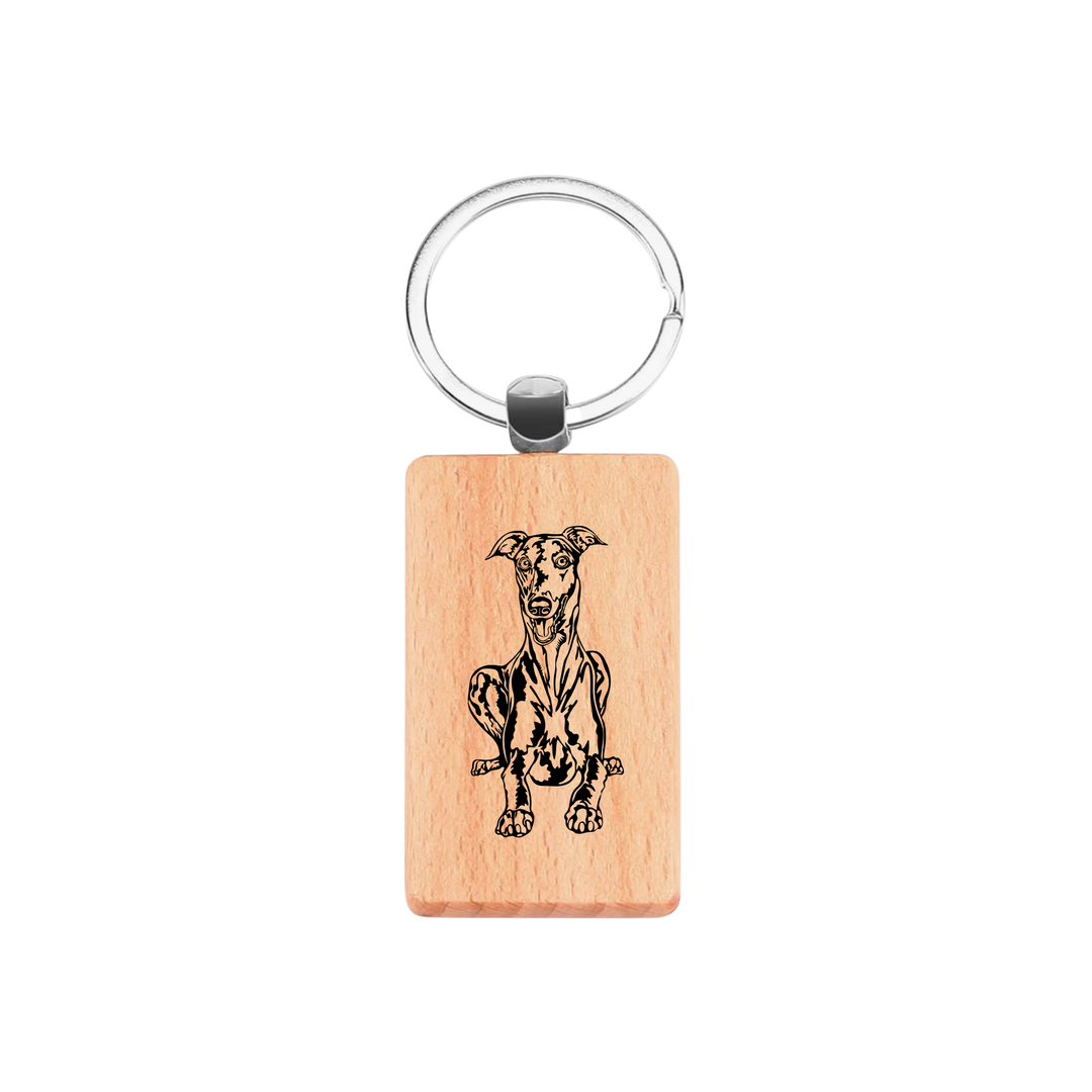 Greyhound Engraved Rectangle Wooden Keyring