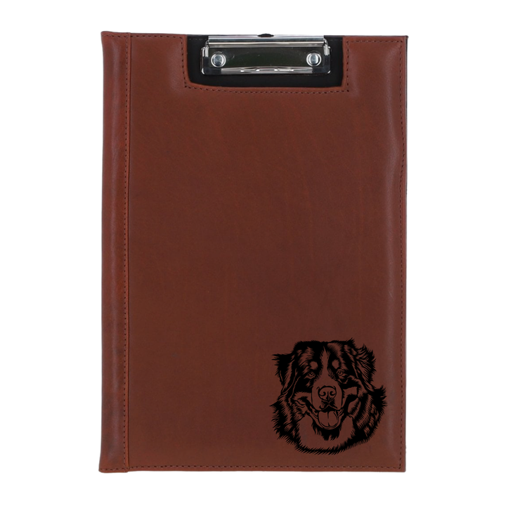 Bernese Mountain Dog Face Engraved Leather Clipboard