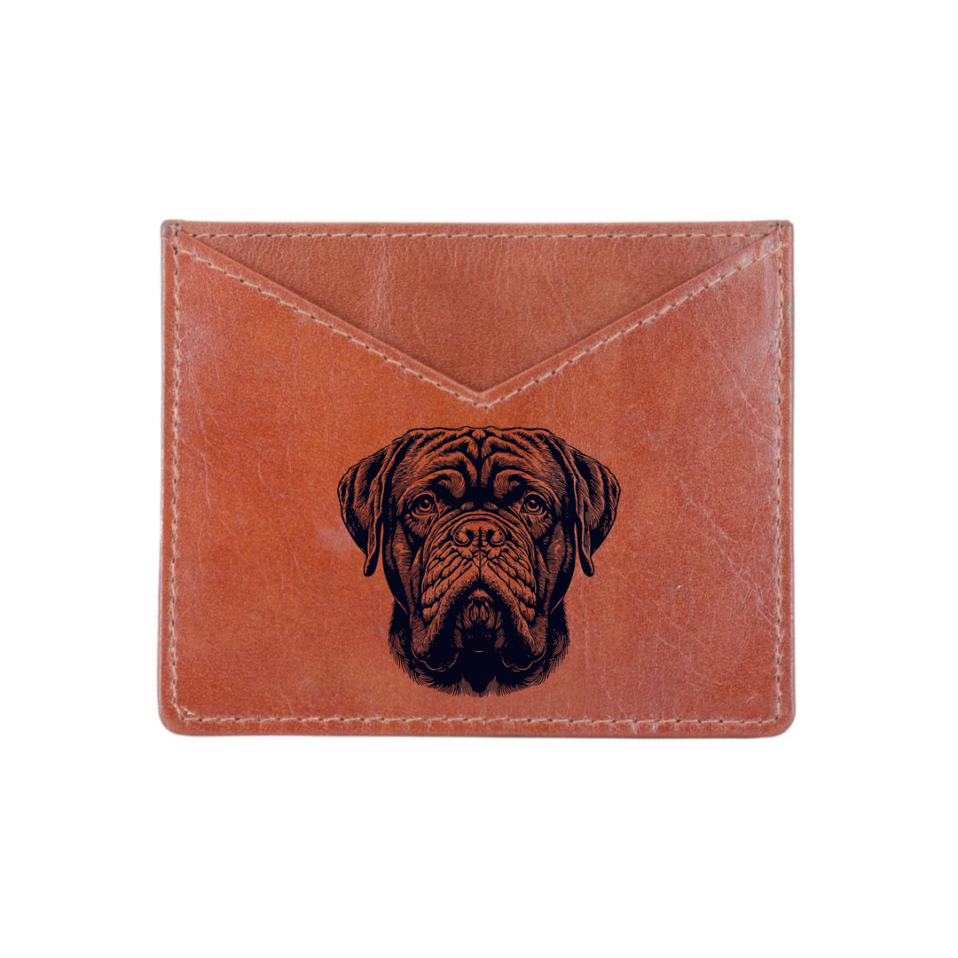 Dogue De Bordeaux Face Engraved Genuine Leather Cardholder