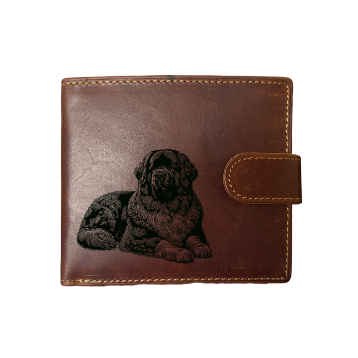 Personalised Newfoundland LD Engraved Dark Tan Genuine Leather Wallet