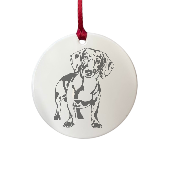 Personalised Dachshund Engraved White Acrylic Decoration
