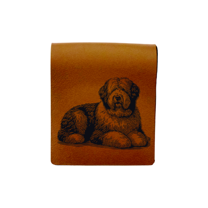 Old English Sheepdog LD Engraved Genuine Leather Magnetic Bookmark