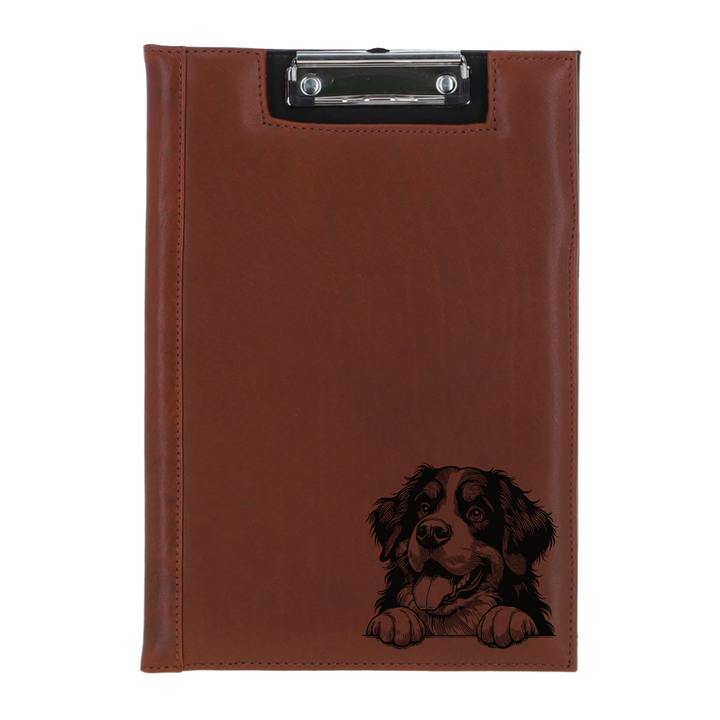 Bernese Mountain Dog Paws Engraved Leather Clipboard