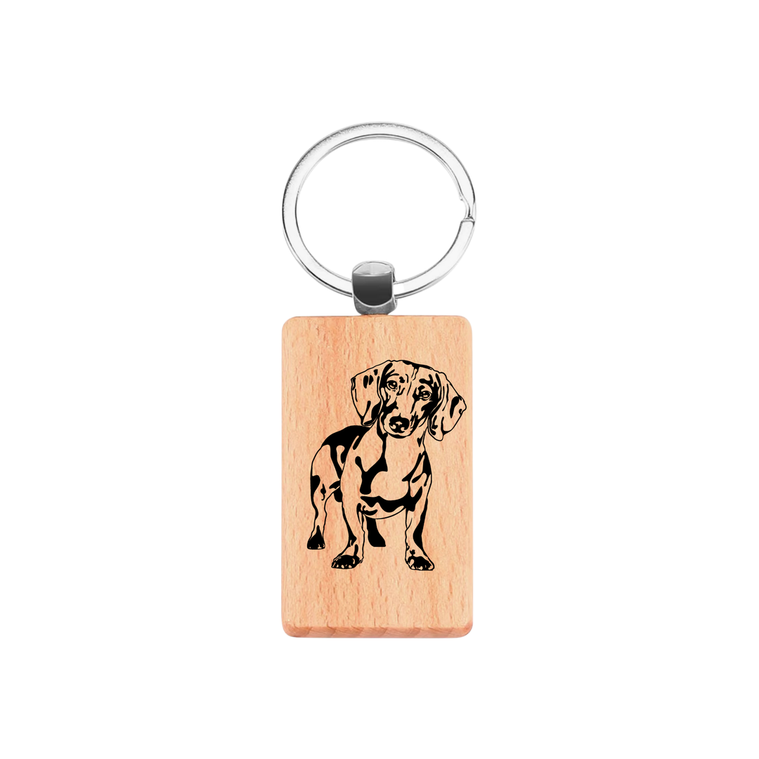 Dachshund Engraved Rectangle Wooden Keyring