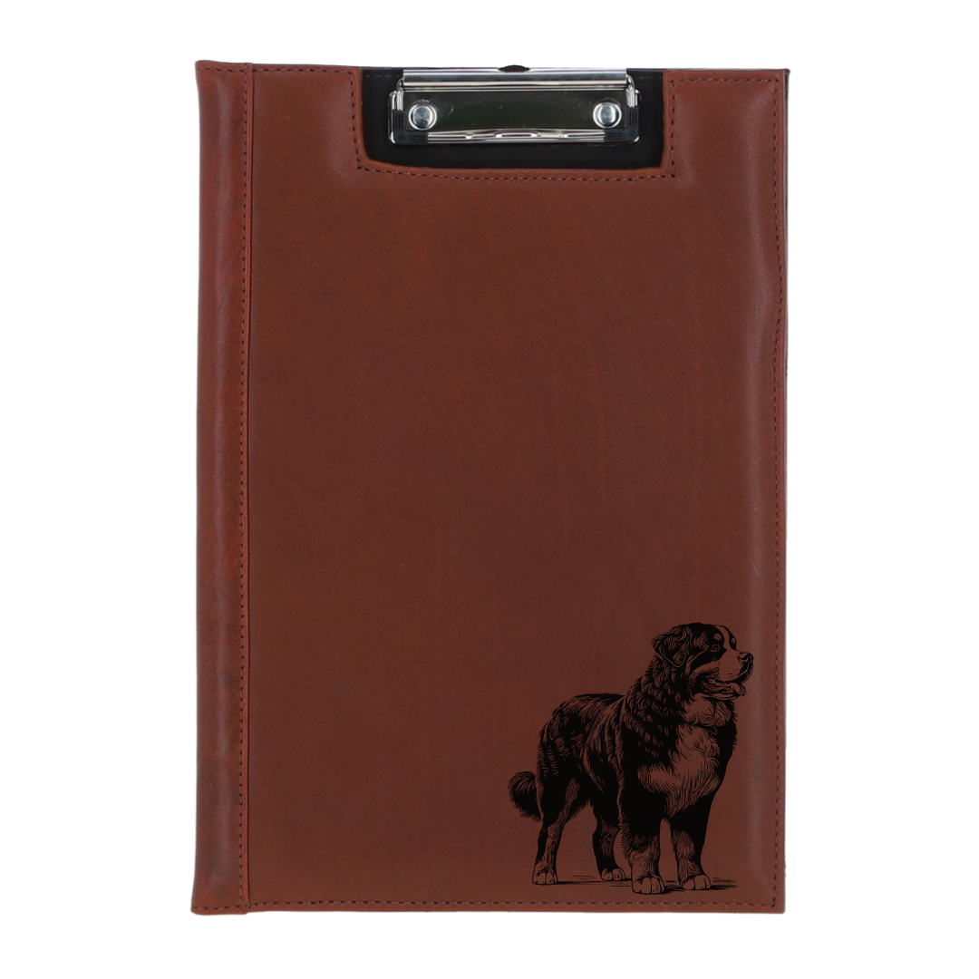 Bernese Mountain Dog Standing Engraved Leather Clipboard